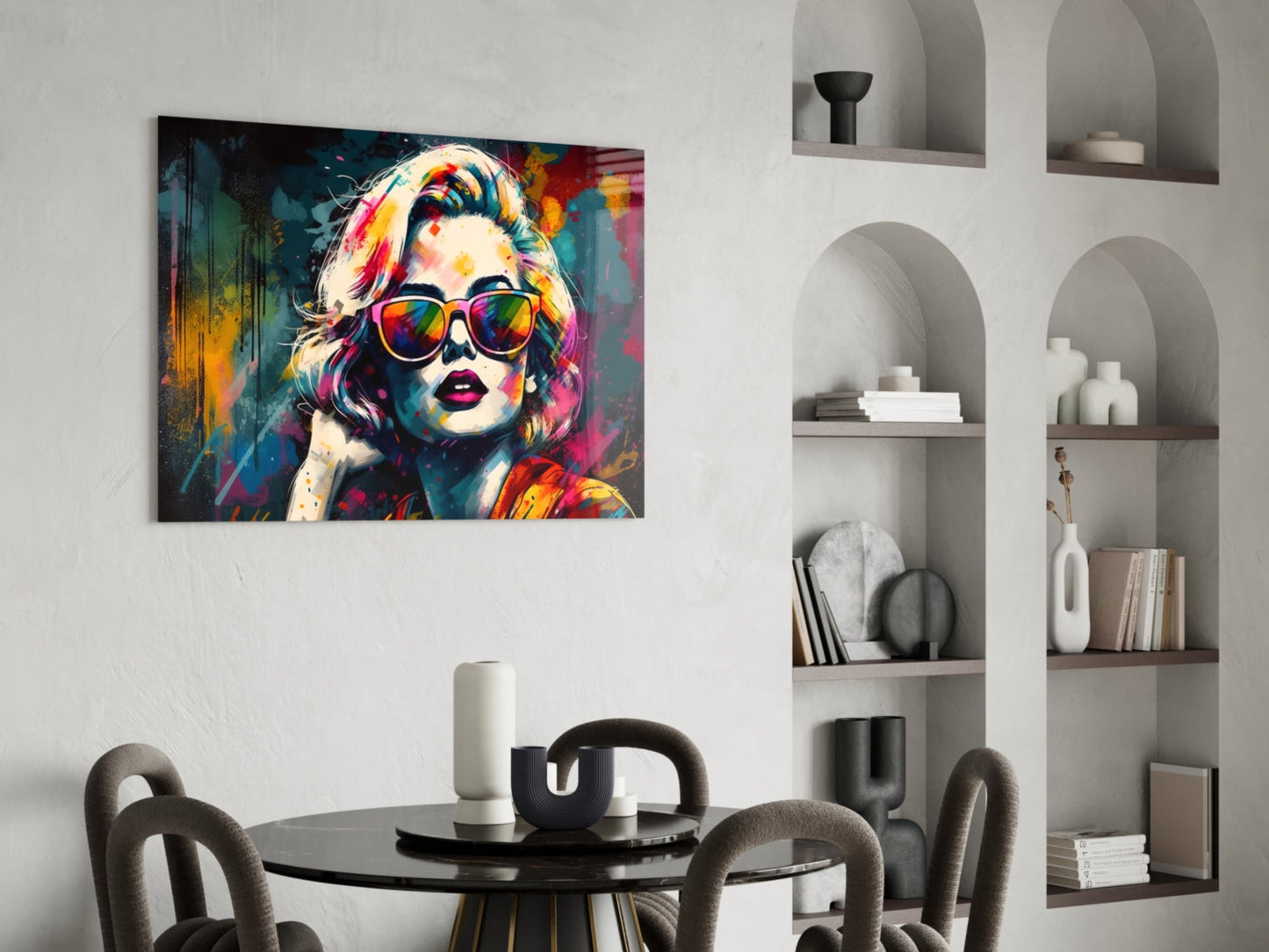 Rainbow Lens Sunglasses Splatter Face Glass Wall Art