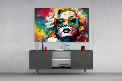 Orange Cat Eye Frames Bright Splash Glass Wall Art
