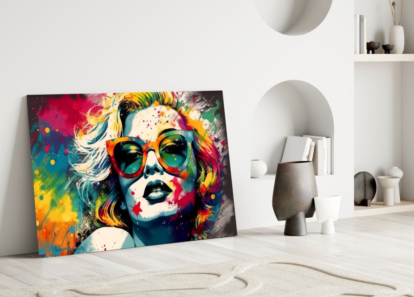 Orange Cat Eye Frames Bright Splash Glass Wall Art