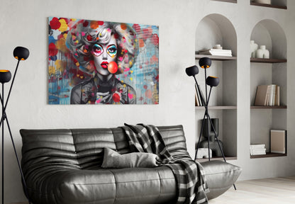 Red Bubble Gum Confetti Hearts Glass Wall Art