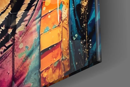 Orange Shades Graffiti Drip Tiger Glass Wall Art