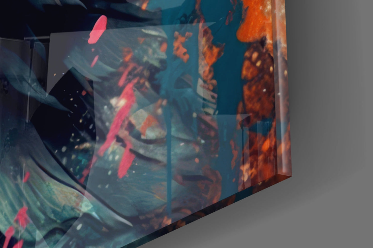 Teal And Orange Splatter Tiger Glass Wall Art