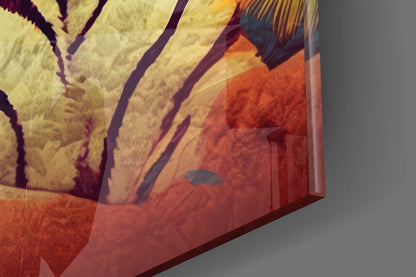 Tropical Palm Pink Shades Tiger Glass Wall Art