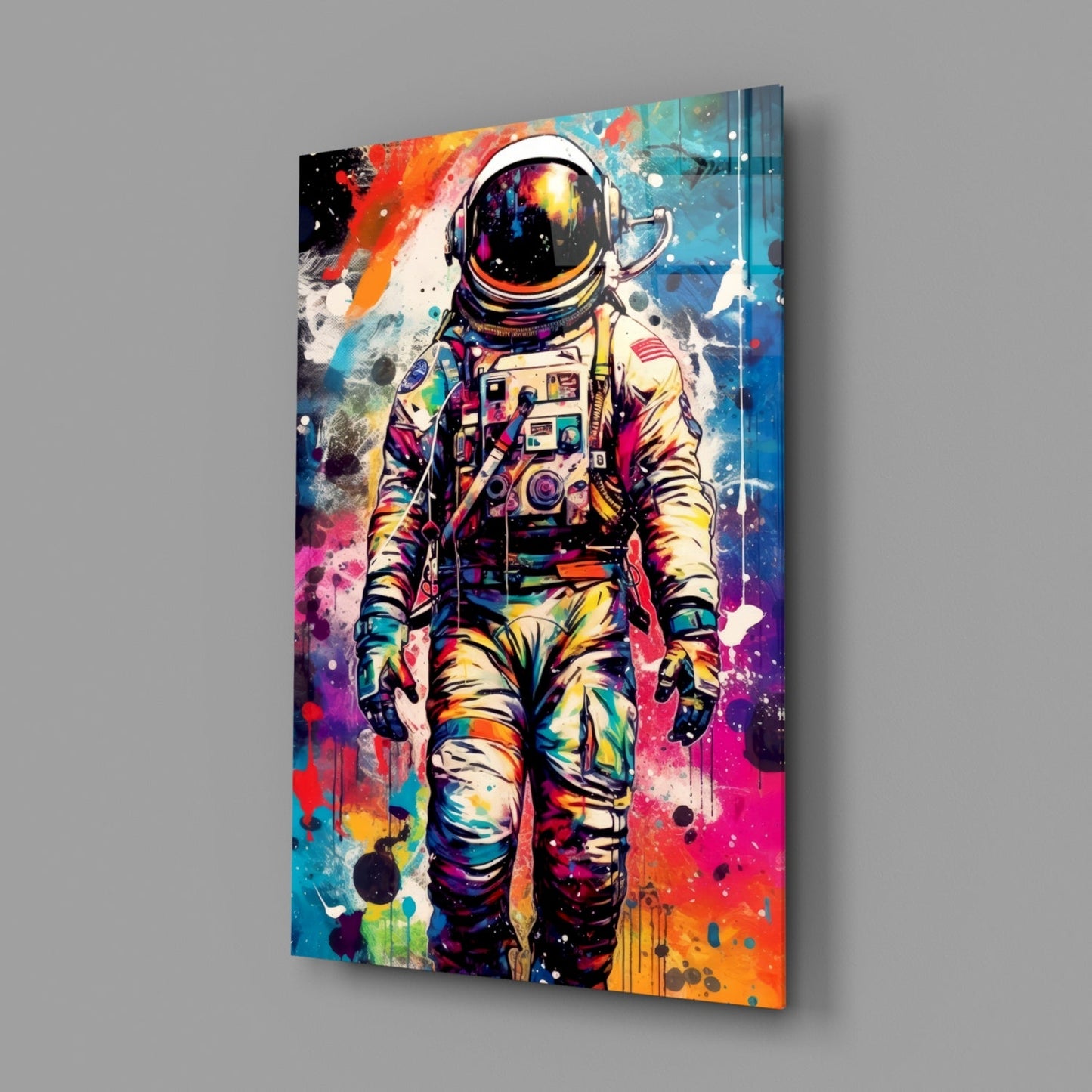Pop Art Splash Astronaut Glass Wall Art