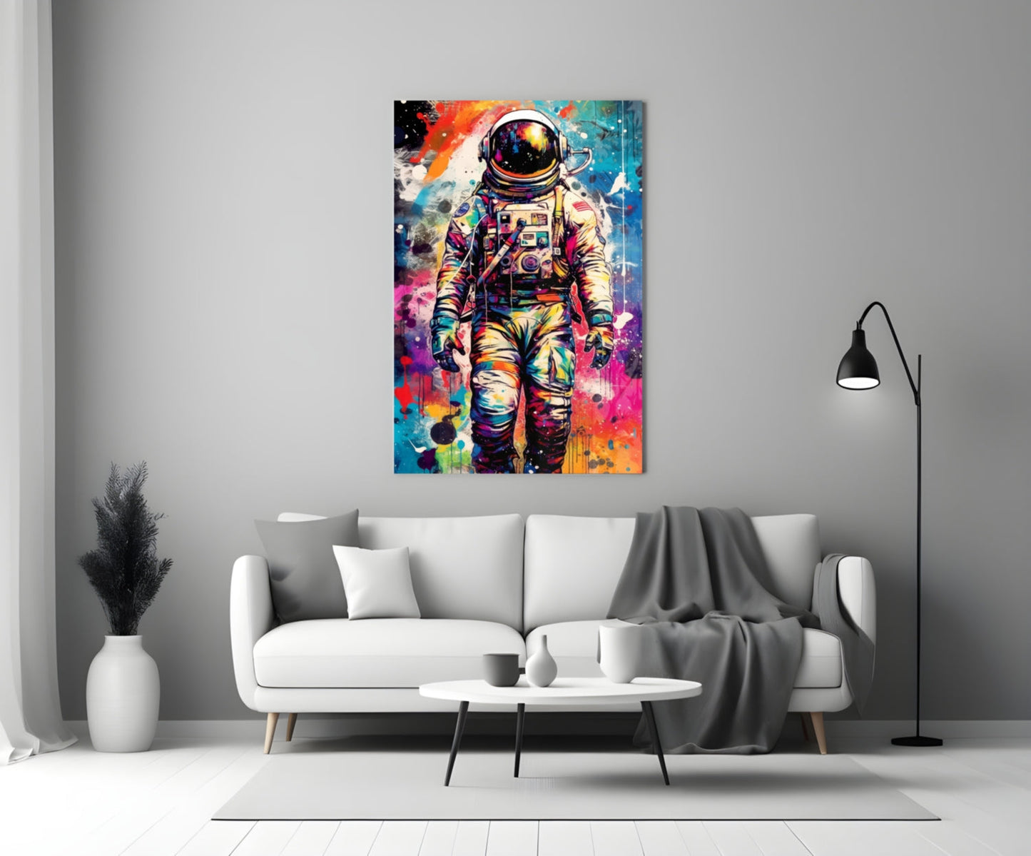 Pop Art Splash Astronaut Glass Wall Art
