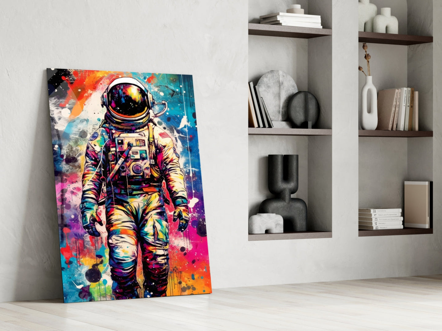 Pop Art Splash Astronaut Glass Wall Art