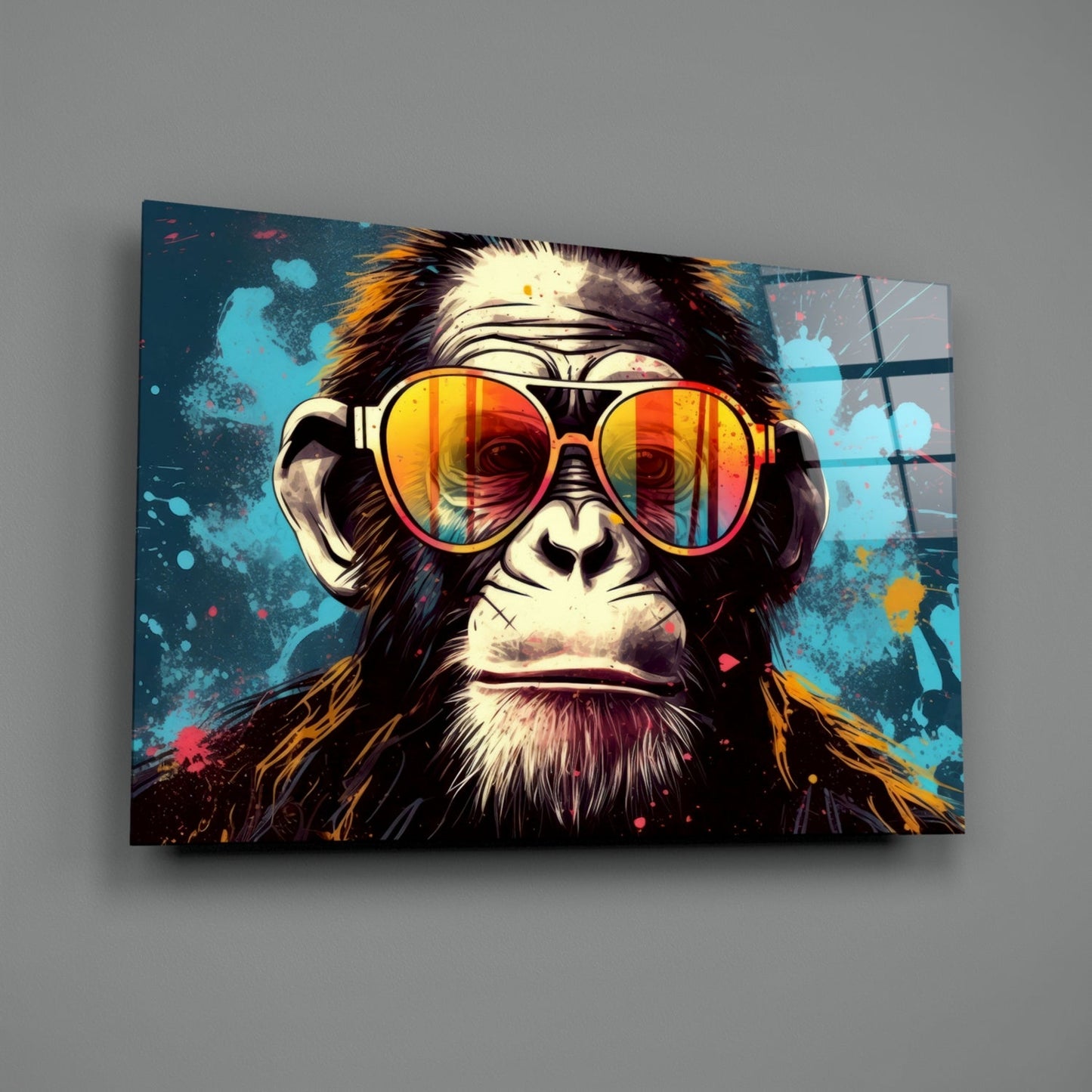 Fire Lens Aviators Grumpy Ape Glass Wall Art