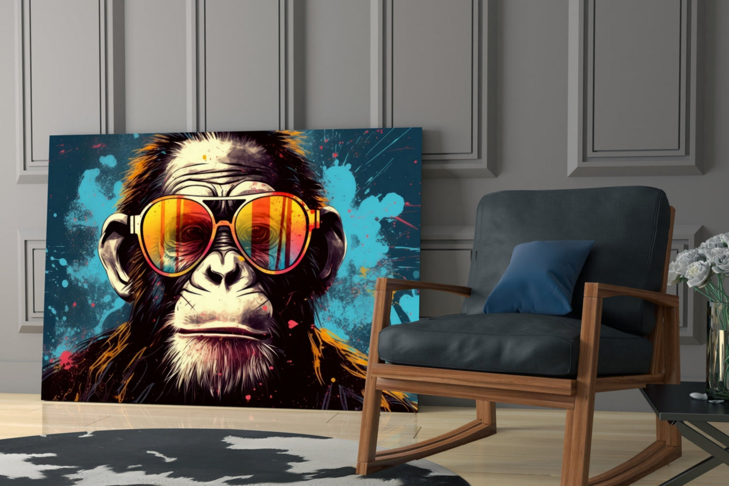 Fire Lens Aviators Grumpy Ape Glass Wall Art