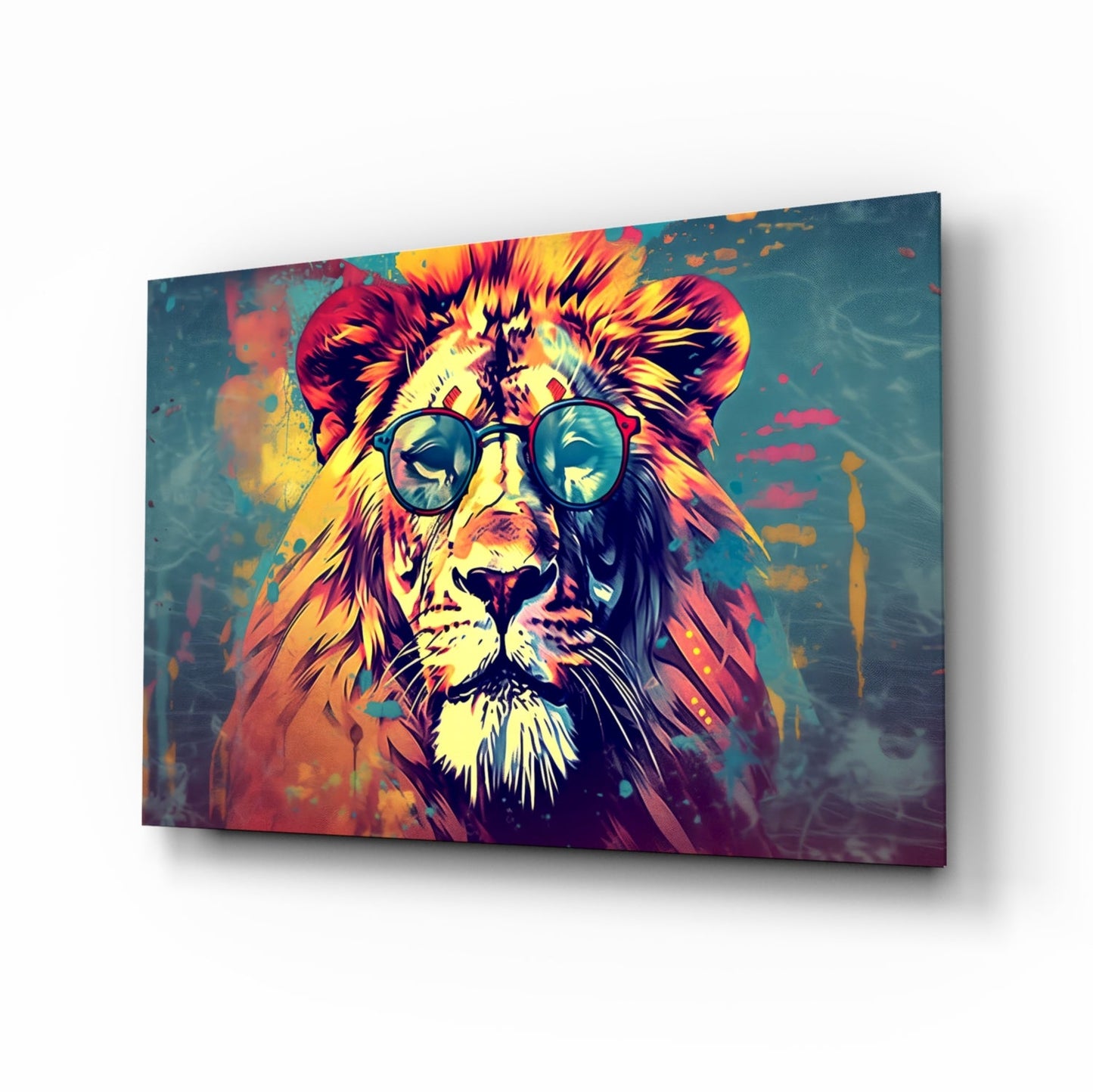 Round Shades Smoky Lion Glass Wall Art