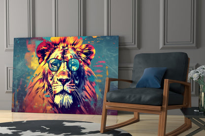 Round Shades Smoky Lion Glass Wall Art