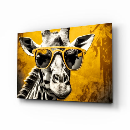Mustard Giraffe Yellow Shades Glass Wall Art