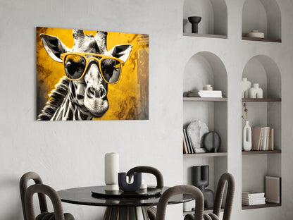 Mustard Giraffe Yellow Shades Glass Wall Art