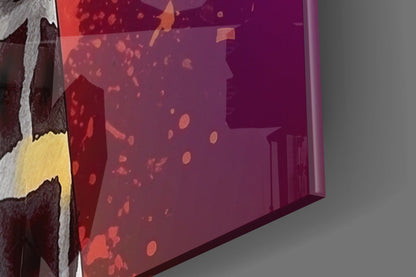 Rainbow Stripe Giraffe Glass Wall Art