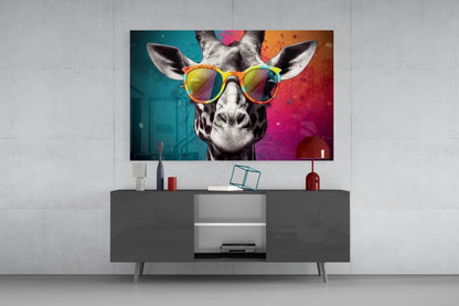 Color Block Giraffe Mirror Shades Glass Wall Art