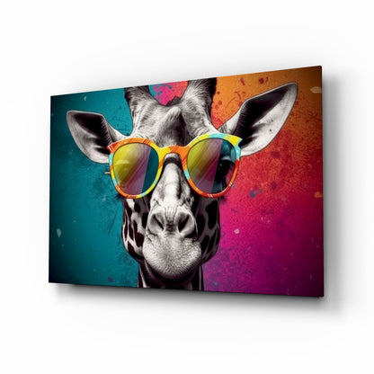Color Block Giraffe Mirror Shades Glass Wall Art
