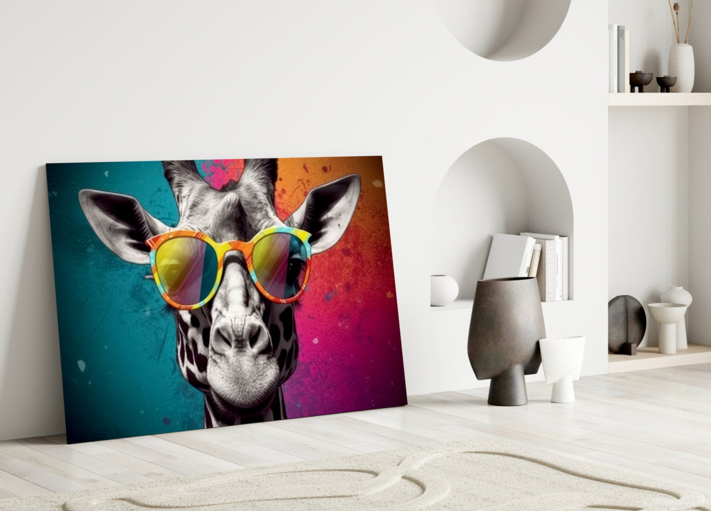 Color Block Giraffe Mirror Shades Glass Wall Art