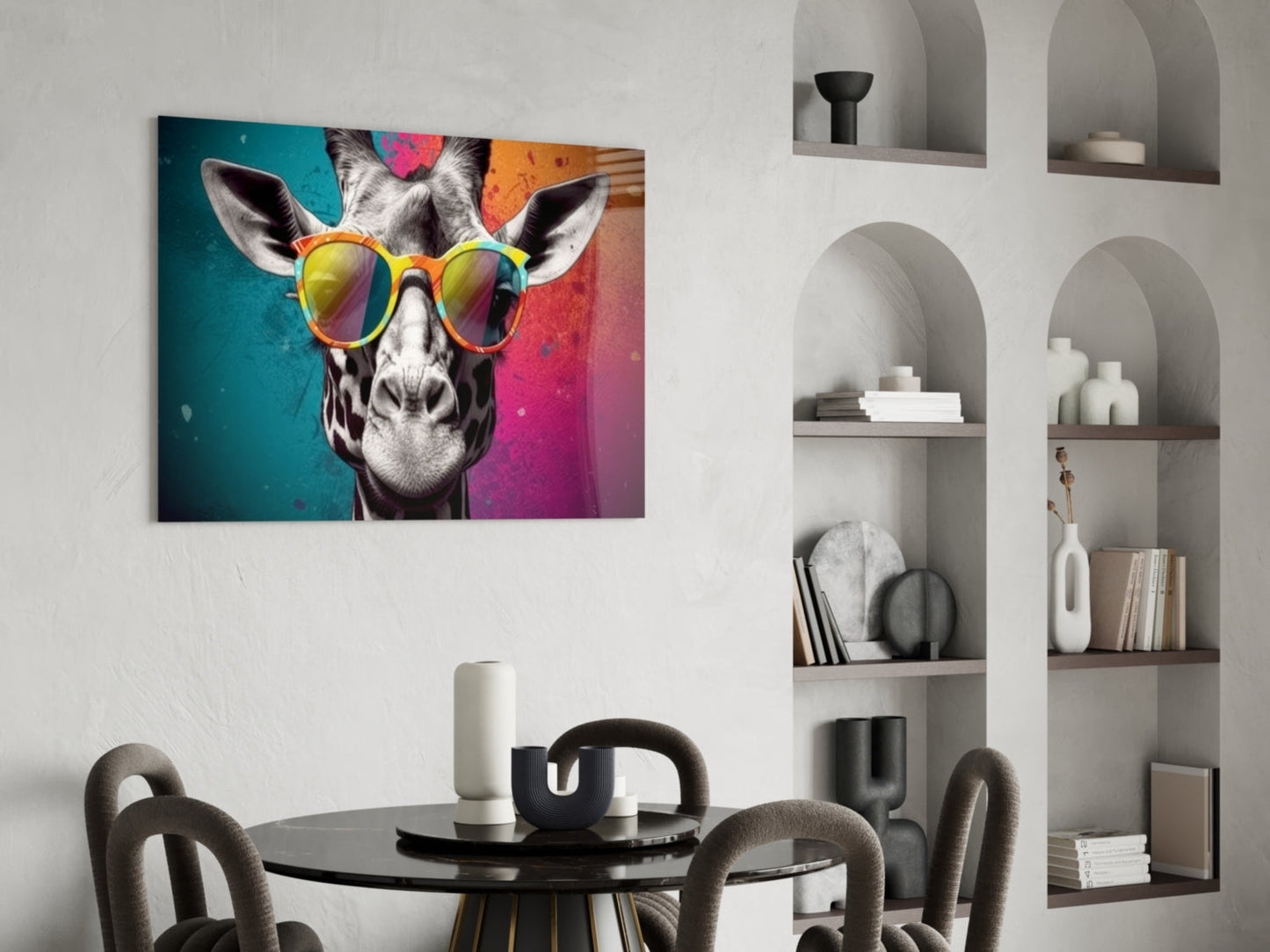 Color Block Giraffe Mirror Shades Glass Wall Art