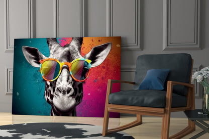 Color Block Giraffe Mirror Shades Glass Wall Art