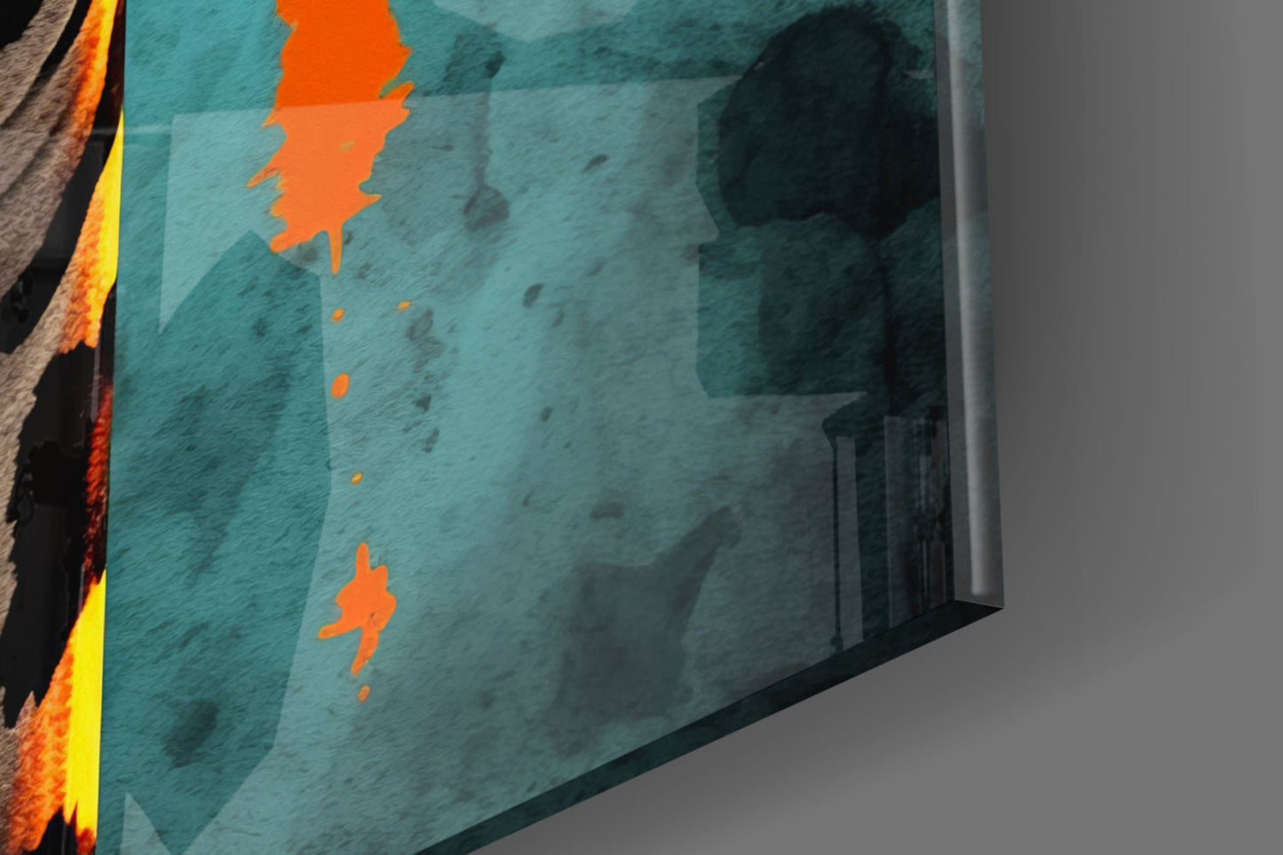 Paisley Shades Giraffe Dark Teal Glass Wall Art