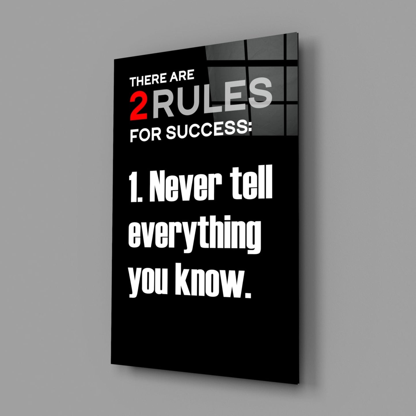 Two Rules For Success Black Typography Glass Wall Art