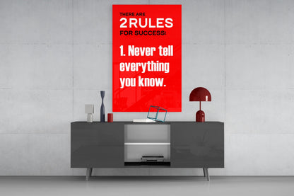 Two Rules For Success Bold Red Quote Glass Wall Art