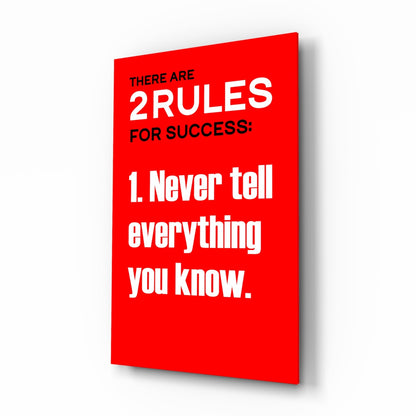 Two Rules For Success Bold Red Quote Glass Wall Art