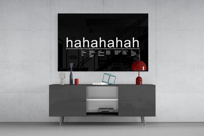 Black Background Laughter Scale Glass Wall Art