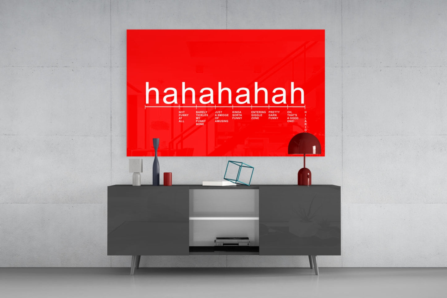 Bright Red Laughter Meter Glass Wall Art