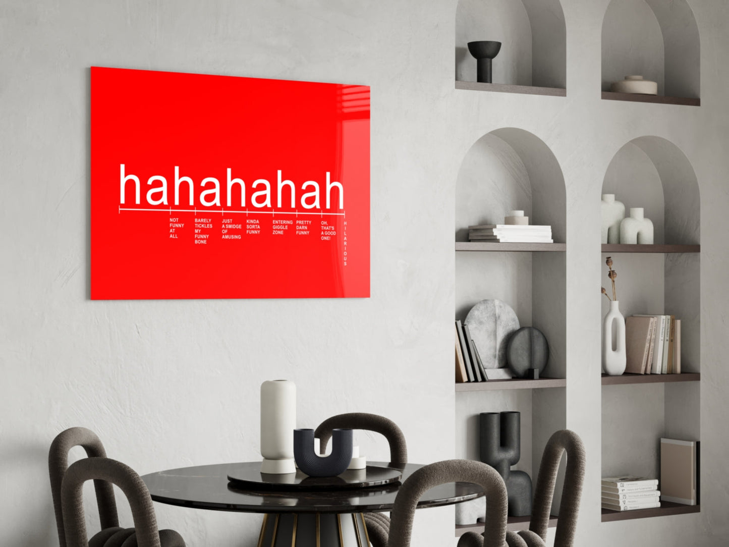 Bright Red Laughter Meter Glass Wall Art