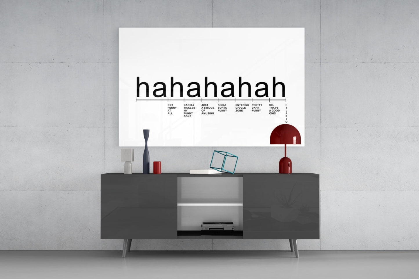 White Minimal Laughter Chart Glass Wall Art