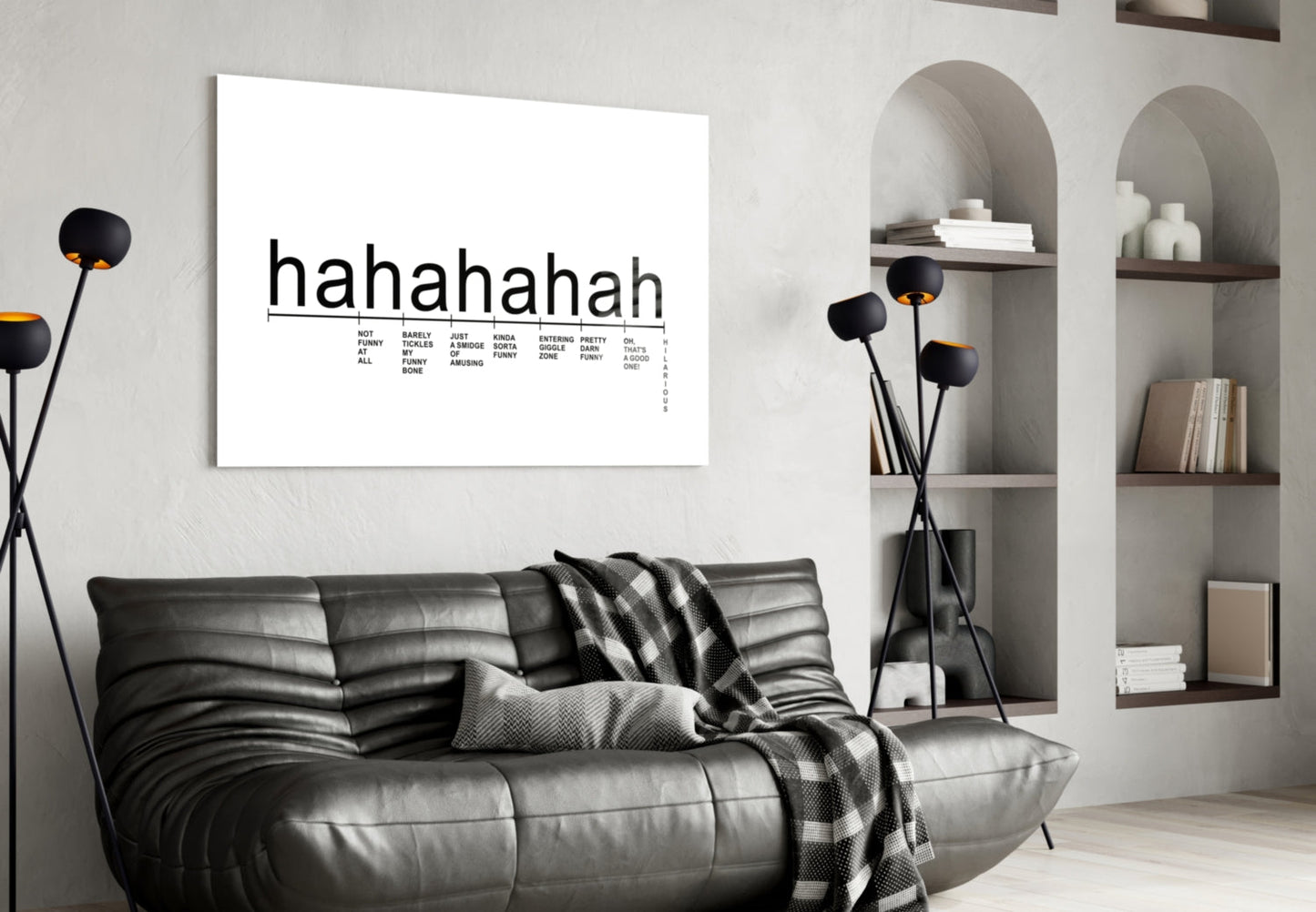 White Minimal Laughter Chart Glass Wall Art