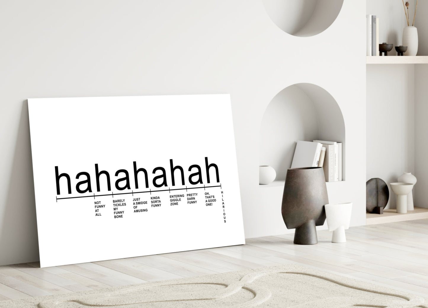White Minimal Laughter Chart Glass Wall Art