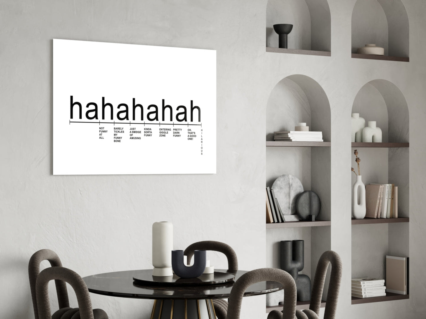 White Minimal Laughter Chart Glass Wall Art