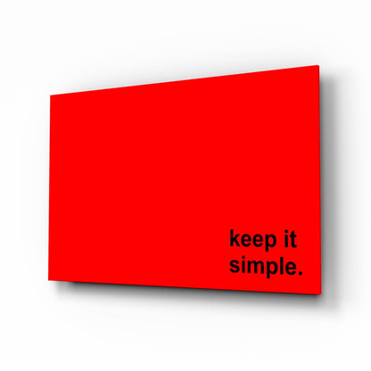 Keep It Simple Red Black Letters Glass Wall Art