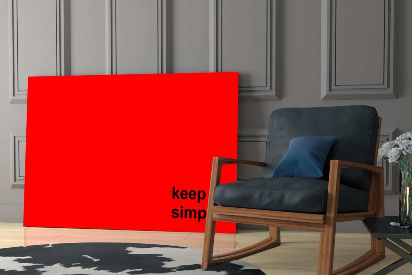 Keep It Simple Red Black Letters Glass Wall Art
