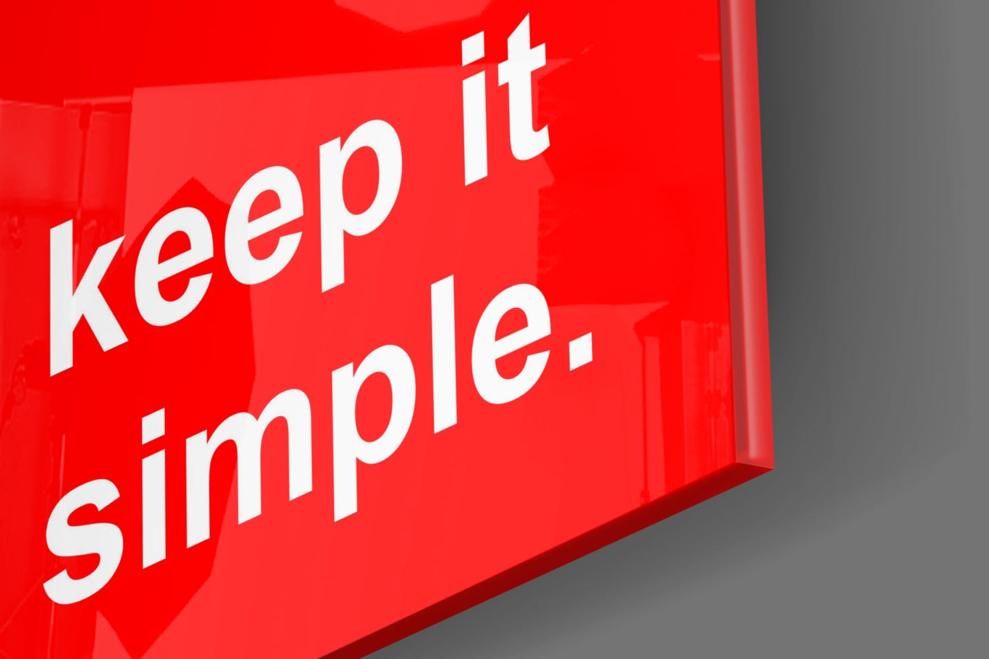 Keep It Simple Red White Letters Glass Wall Art