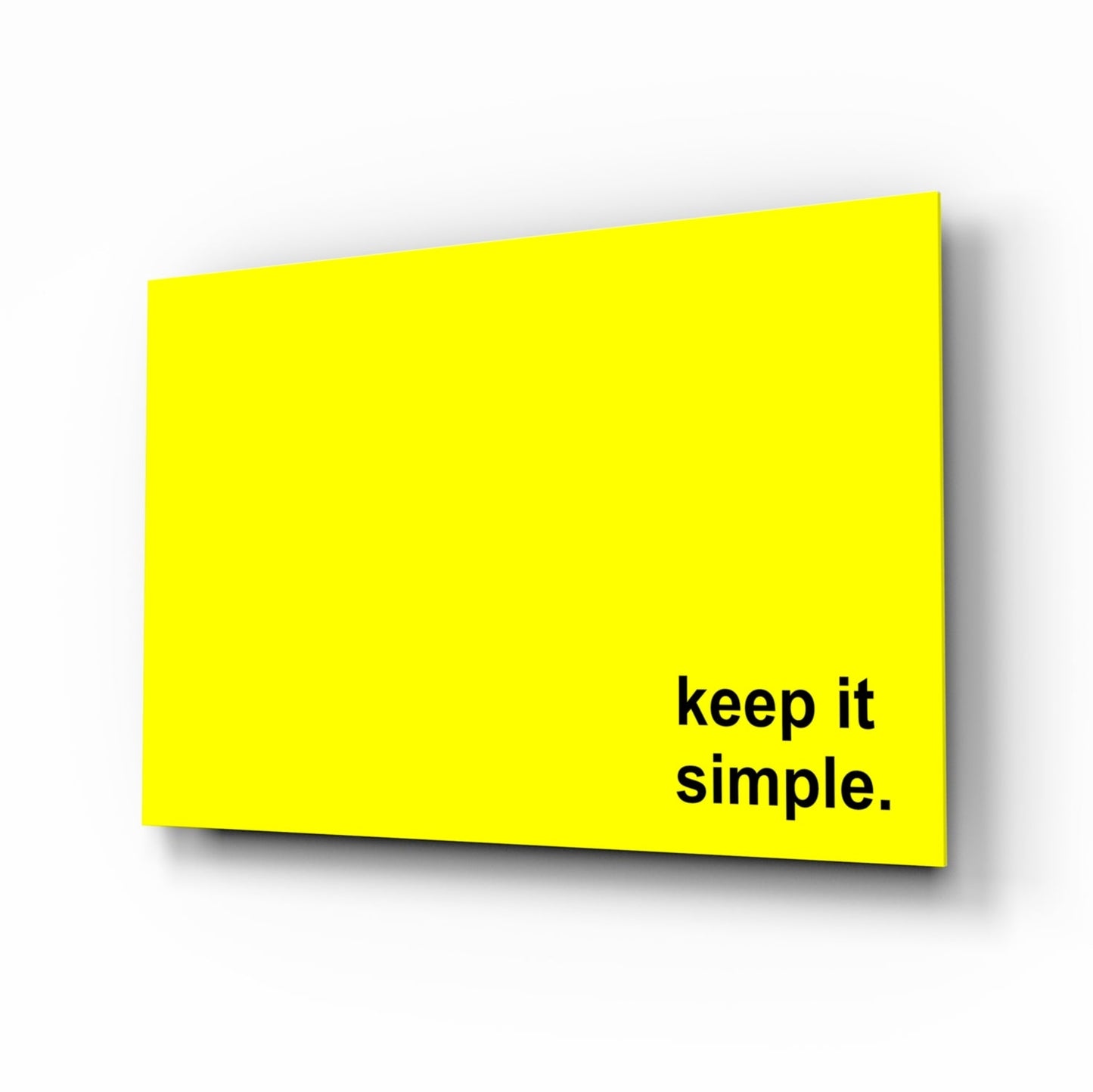 Keep It Simple Bright Yellow Slogan Glass Wall Art