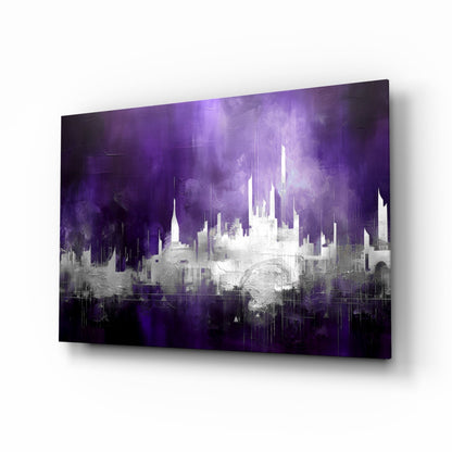 Purple Mist Abstract Skyline Glass Wall Art