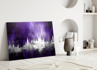 Purple Mist Abstract Skyline Glass Wall Art