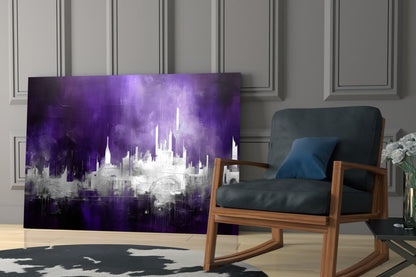 Purple Mist Abstract Skyline Glass Wall Art