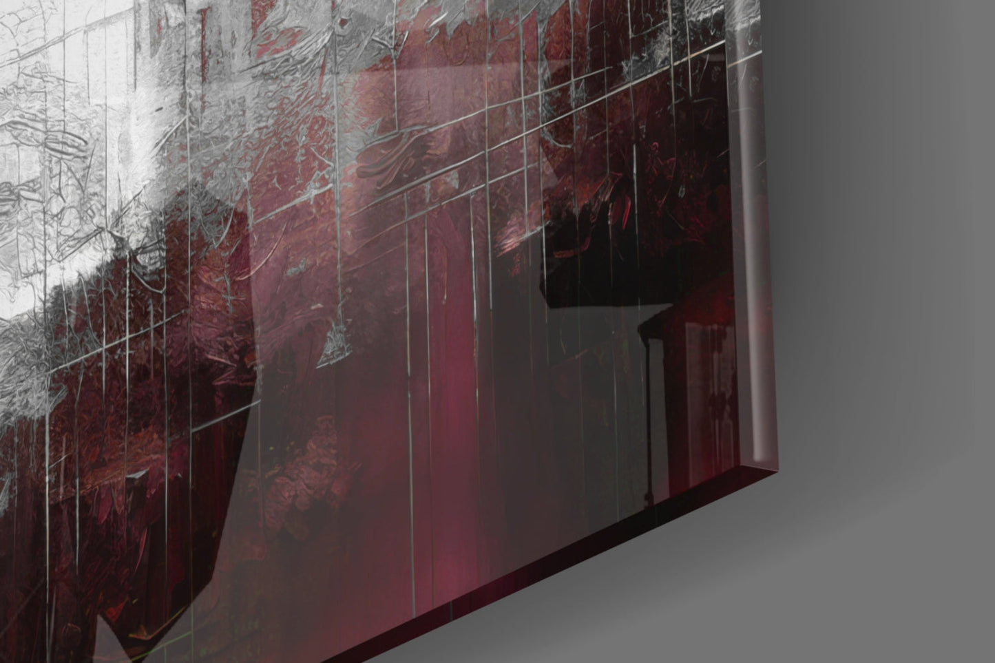 Crimson Mist Abstract Skyline Glass Wall Art