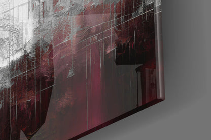 Crimson Mist Abstract Skyline Glass Wall Art
