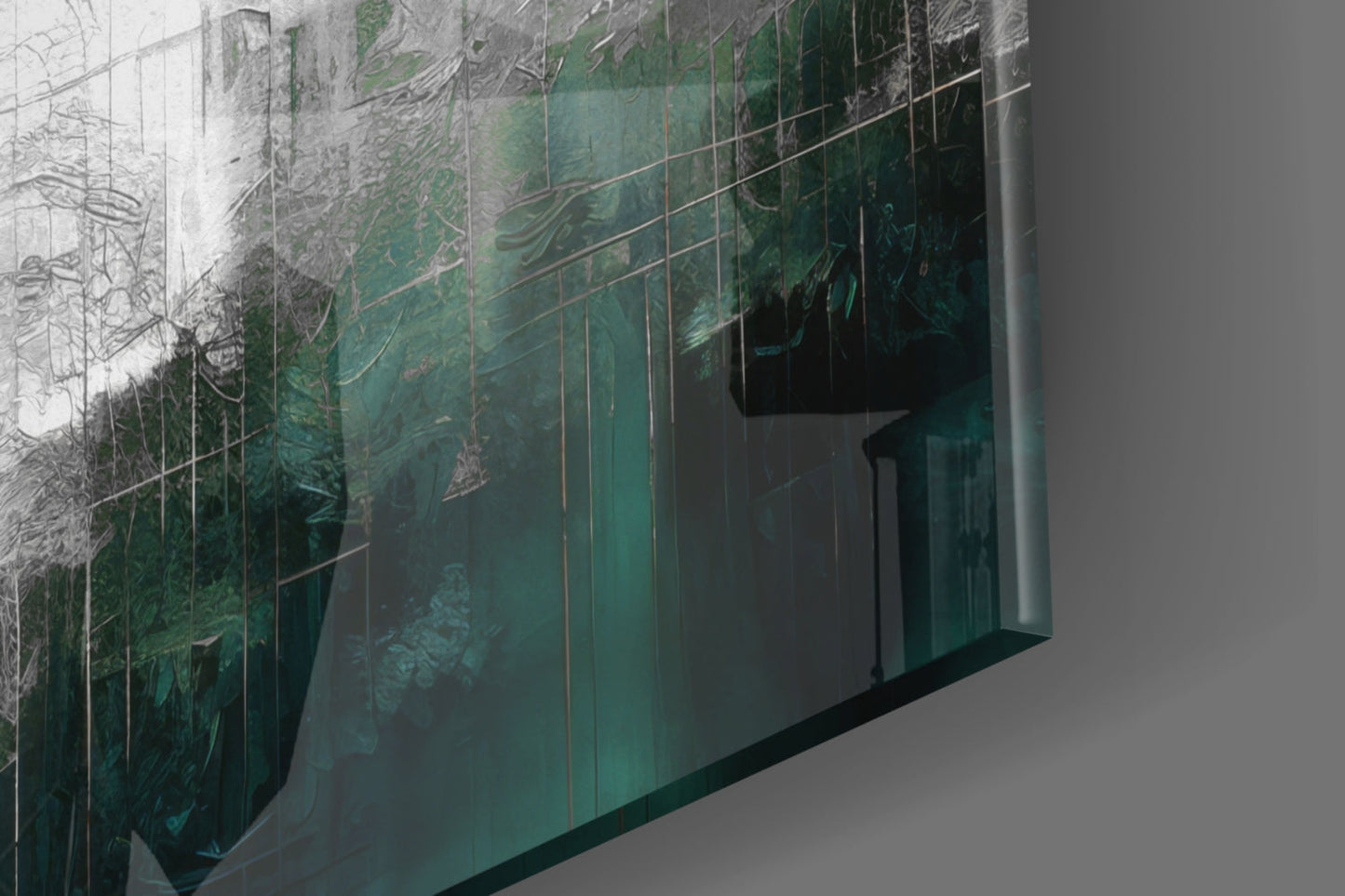 Emerald Mist Abstract Skyline Glass Wall Art