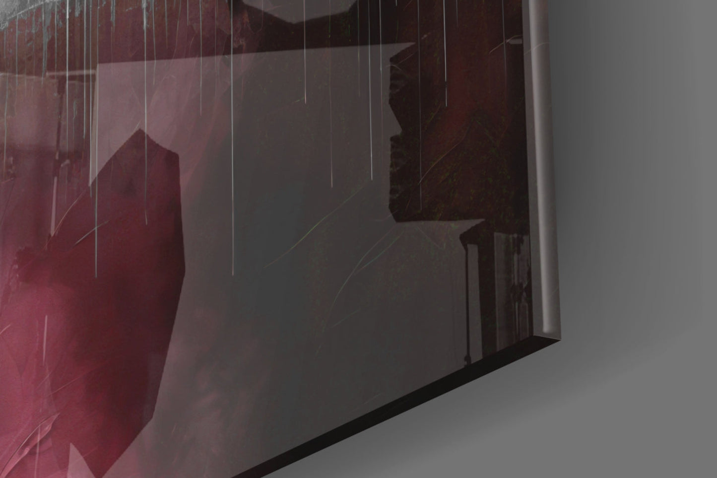 Burgundy Reflected City Glass Wall Art