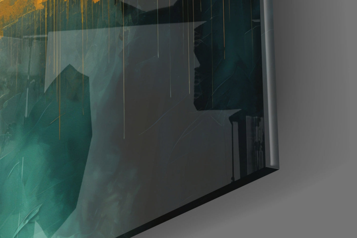 Gold Reflected Skyline Teal Glass Wall Art