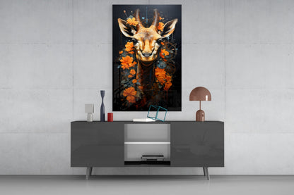 Orange Blossom Antelope Portrait Glass Wall Art