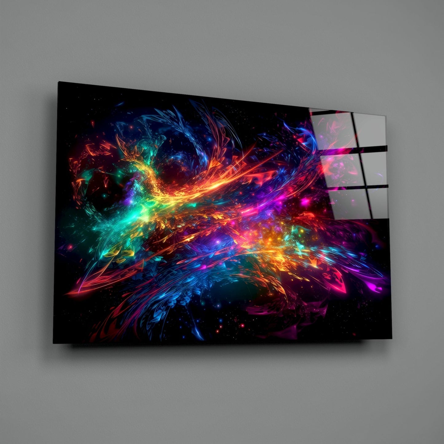 Rainbow Energy Swirl Explosion Glass Wall Art