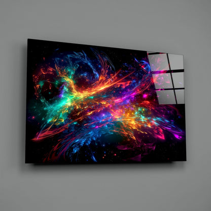 Rainbow Energy Swirl Explosion Glass Wall Art