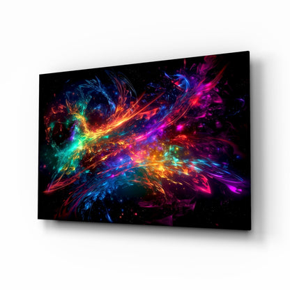 Rainbow Energy Swirl Explosion Glass Wall Art