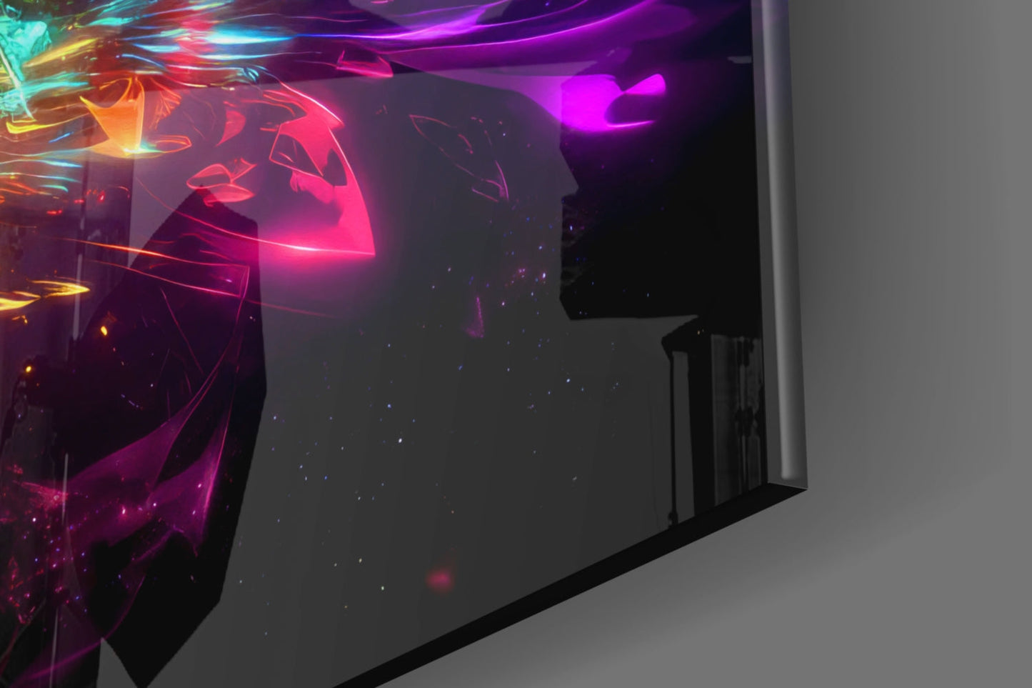 Rainbow Energy Swirl Explosion Glass Wall Art
